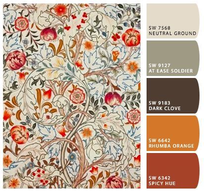 Vintage Colour Palette, Botanical Wallpaper, Dream House Interior, Historic Home, Arts And Crafts Movement, The Father, Hallway Decorating, Colour Scheme, Color Textures