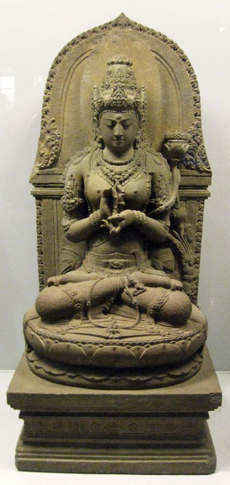 " Bodhisattvadevi (female Bodhisattva) Prajnaparamita; " -- the buddhist goddess-of-transcendental-wisdom, personified in a statue from 13th century, Singhasari, in East-Javanese art. The statue was discovered in Cungkup Putri ruins near Singhasari temple, Singhasari, East Java Mahayana Buddhism, Buddhist Philosophy, Indonesian Art, Indian Sculpture, Buddha Sculpture, Tibetan Art, Thai Art, Buddha Image, Buddha Art