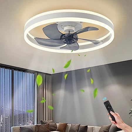 Ceiling fan lighting timing 6 speeds with dimmable LED light 48W Low Ceiling Fans, Bladeless Ceiling Fan, Ceiling Fans With Lights, Fans With Lights, Ceiling Fan Light Kit, Chandelier Fan, Contemporary Ceiling Fans, Flush Mount Ceiling Fan, Led Ceiling Fan