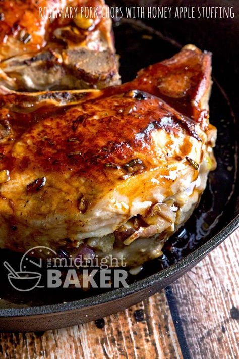 Apple Stuffed Pork Chops, Stock The Freezer, Pork And Apples, Rosemary Pork Chops, Apple Stuffing, Pork Dinners, Stuffed Pork Chops, Grill Meat, Meat Meals