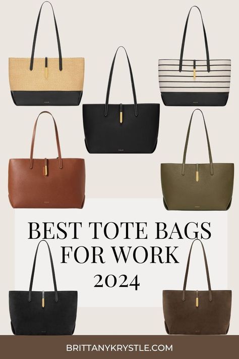 These are the 34 best stylish work tote bags for women in 2024! Affordable and mid luxury work bag options that can fit all of your essentials plus a laptop! Includes totes from Cuyana, Madewell, Tory Burch, Demellier, CALPAK, Dagne Dover, COACH & more with several quiet luxury bag options. Chic and functional capsule wardrobe bags. Office chic style. Cute Work Bags For Women, Trendy Laptop Bags For Women, Best Work Bags For Women Laptop, Best Work Totes For Women, Luxury Work Bag, Women’s Bags, Bag For Work Women, Best Purses For Everyday, Laptop Tote Bag Woman