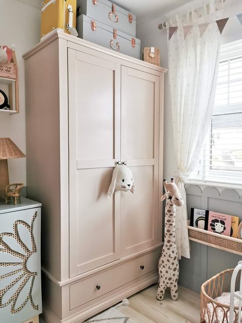 Childs Wardrobe, Armoire In Living Room, Baby Wardrobe Closet Door, Nursery Armoire, Pink Barn Door Girls Room, Girls Armoire, Child Wardrobe Furniture, Armoire Diy, Childrens Wardrobes