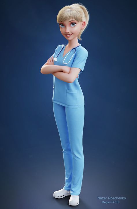 Nurse Megan, Nazar Noschenko on ArtStation at https://www.artstation.com/artwork/wzRyV Nurse Cartoon, 3d Karakter, Nurse Art, Cartoon Character Design, Girls Characters, Character Modeling, Girls Cartoon Art, A Character