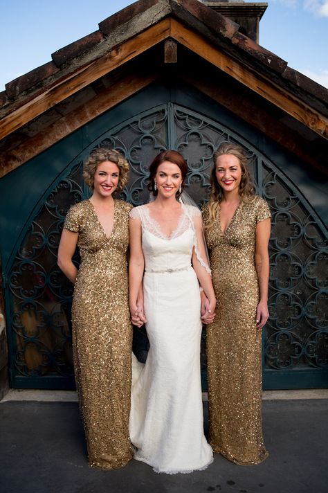 Best bridesmaids dresses ever. Destination Wedding at the San Jose el Viejo in La Antigua, Guatemala with Photos by davina   daniel – Eliza and Seth Bridesmaids Dresses Long Sleeve, 1920s Bridesmaid Dresses, Bridesmaids Dresses Long, Gold Bridesmaids Dresses, Sparkle Bridesmaid Dress, Bridesmaid Dresses Gold, Dresses Gold, Black Gold Wedding, Gold Wedding Inspiration