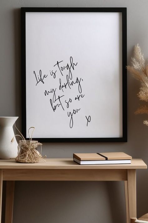 Inspirational Quote Wall Art Women Office Decor Quotes About Life is Tough My Darling but so Are You Printable Quote for Women Bedroom Decor - Etsy Canada Office Decor Quotes, Women Office Decor, Women Bedroom Decor, Wall Art Women, Quote For Women, Women Bedroom, Bedroom Decor For Women, Work Cubicle, Cubicle Decor Office