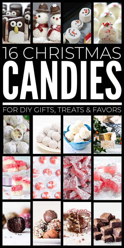 Delicious homemade Christmas candies you can make easily for DIY Christmas gifts, stocking stuffers, Christmas dinner treats and party favors. Includes recipes for all your favourite Christmas candy including truffles, rock candy, bark, candy cane, marshmallows and more. #christmascandies #christmascandy #christmasfood #christmasrecipes Candy Sleds For Christmas, Diy Candy Gifts For Christmas, Christmas Candy Ideas Homemade, Christmas Candies And Treats, Candy Molds Recipes, Homemade Stocking Stuffers, Homemade Rock Candy, Homemade Christmas Candy, Vintage Christmas Candy