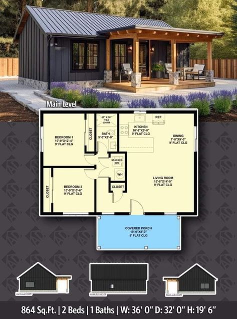 Small Cabin Floor Plans One Level, Cabin Layout Floor Plans, Mini Chalet, Beech Forest, Modern Cabin House, Small House Blueprints, Small Cottage House Plans, Cottage Floor Plans, France City