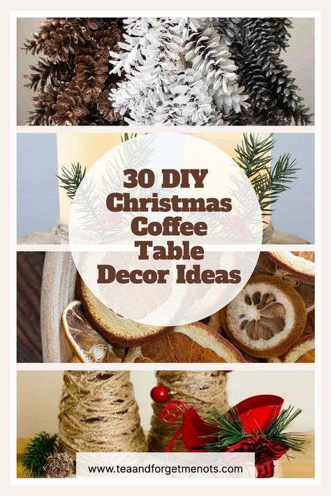 30 DIY Christmas Coffee Table Decor Ideas Christmas Coffee Table Decor Ideas, Coffee Table Decorations, Christmas Coffee Table, Coffee Table Decor Ideas, Clay Gift Tags, Christmas Coffee Table Decor, Birch Candles, Candle Arrangements, Table Decor Ideas