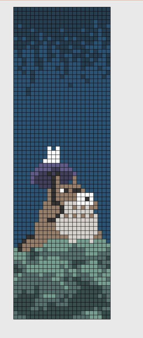 Pixel Art Pattern Totoro, Cross Stitch Patterns Studio Ghibli, My Neighbor Totoro Pixel Art, Studio Ghibli Friendship Bracelet, Studio Ghibli Knit, Crochet Alpha Pattern Studio Ghibli, Studio Ghibli Bracelet Pattern, Cross Stitch Studio Ghibli, Alpha Patterns Studio Ghibli