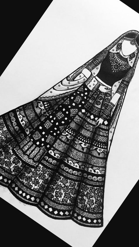 mandala art Lehenga Mandala Art, Bridal Mandala Art, Mandala Art Dress, Artistic Drawings, Easy Mandala, Easy Mandala Drawing, Mandala Rock Art, Mandala Art Therapy, Design Sketchbook