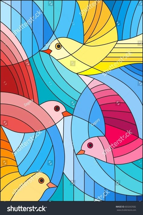 Illustrations Ideas, Pattern Illustrations, New Flowers, Quilt Modernen, Glass Painting Designs, Cubism Art, Stained Glass Birds, زجاج ملون, Stained Glass Decor