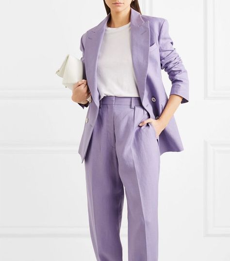 Formal Suits For Women, Make Your Legs Look Longer, Style Tricks, Woman In Suit, Longer Legs, Easy Tricks, Purple Suits, Rimmel London