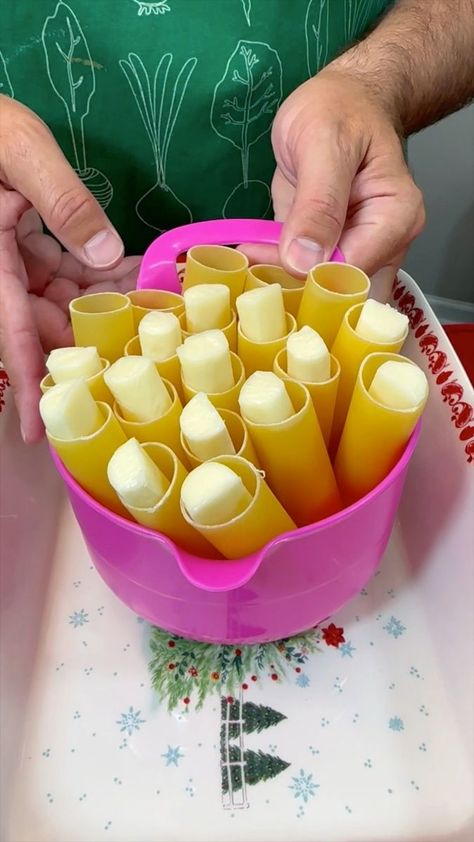 Easy String Cheese Manicotti | cheese, Manicotti, pasta | Easy String Cheese Manicotti #inthekitchenwithkurt #pasta #easymeals #easyrecipe | By Lanette and Kurt - Facebook | Okay so we're going to put our string cheeses inside our Manicotti tubes, tubes, noodles. Guess I'll well here we We're just going to just drop them in. I mean these are perfectly they're almost designed with this purpose in mind. Alright so we got we got I think what we need here. Now we're going to take these. And we're go Easy String Cheese Manicotti Recipe, Cheese Stick Manicotti, Manicotti With Cheese Sticks, String Cheese Manicotti Recipe, No Boil Manicotti Recipe Easy, String Cheese Stuffed Manicotti, Gluten Free Manicotti Recipe, No Boil Manicotti Recipe, Manicotti With String Cheese