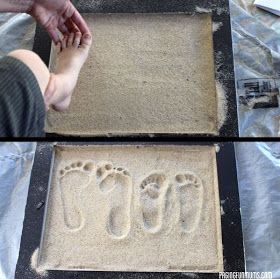 Coastal Decor, Beach, Nautical Decor, DIY Decorating, Crafts, Shopping | Completely Coastal Blog: Make Footprints in the Sand Wall Art Sand Footprint, Ocean Bathroom, Footprint Craft, Footprints In The Sand, Mermaid Bathroom, Footprint Crafts, Dekor Diy, Beach Room, Nautical Bathrooms