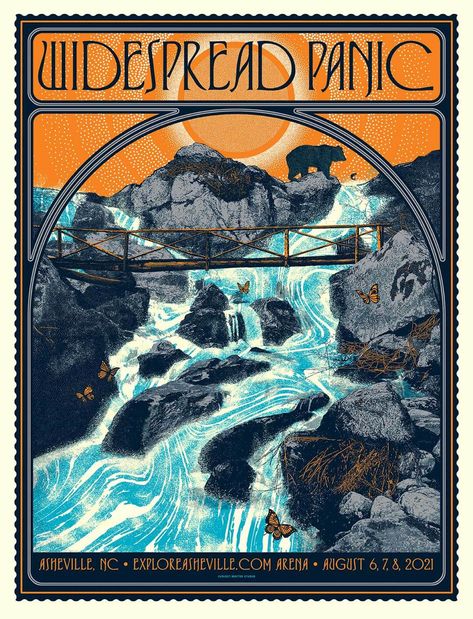 Asheville 2021 - Widespread Panic Show Posters, Widespread Panic, Hippie Vibes, Asheville Nc, Studio S, Asheville, Subjects, Comic Book Cover, Movie Posters