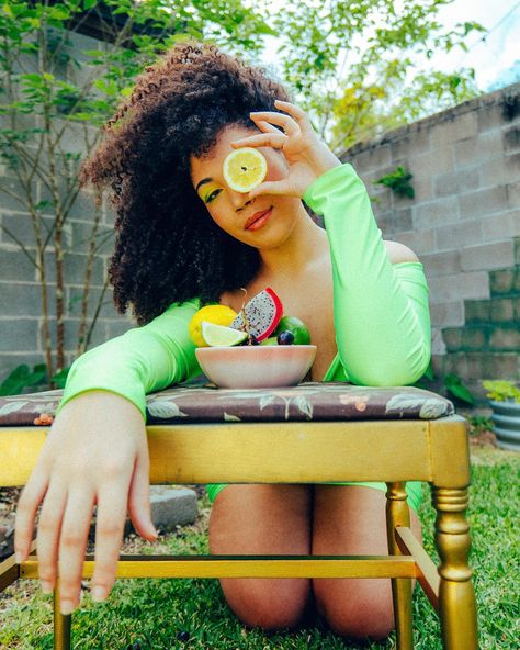 KB shot it🍋 ~ Makeup: @stephaniemyers_mua Creative Direction: @therealurban504photography @_shotbykb_ @moments.bymaya Tropical Set Design Photoshoot, Summertime Photoshoot, Lemon Photoshoot, Miami Editorial, Jamaica Street Photography, Tropical Editorial Photography, Lime Green Fashion Editorial, Outdoor Photoshoot Ideas, Natural Hair Afro