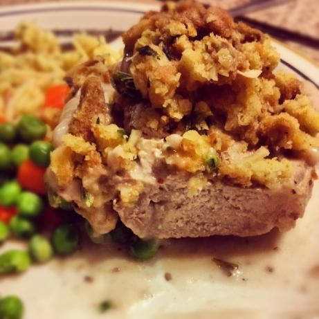 Stove Top Pork Chop Bake Recipe - Food.com - 150990 Stove Top Pork Chops, Pork Chop Bake, Crockpot Dressing, Pork Chop Casserole, Stove Top Stuffing, Stove Top Stuffing Mix, Pork Seasoning, Easy Pork Chops, Boneless Pork Chops