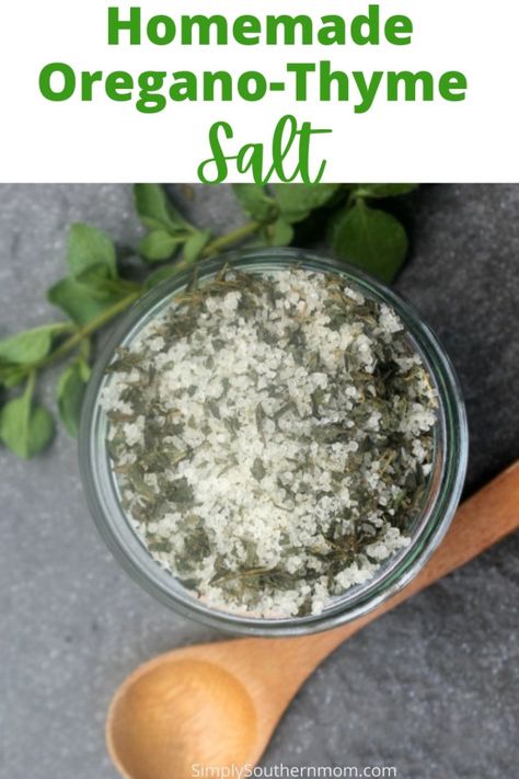 How to Make Fresh Oregano Thyme Salt – Simply Southern Mom Mocha Mousse Cake, Herb Salts, Flavored Salts Recipes, Infused Salts, Herb Salt Recipe, Herbal Gifts, Oregano Recipes, Herb Salt, Mocha Mousse