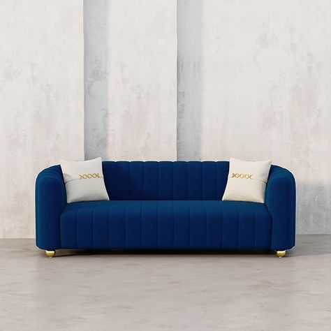 Amazon.com: Leltsen Mid-Century Modern Blue Velvet Couch for Living Room, 3 Seater Blue Sherpa Couch with Metal Legs (Blue 83") : Home & Kitchen Sherpa Couch, Blue Velvet Couch, Couch For Living Room, Velvet Couch, Modern Blue, 3 Seater Sofa, New Apartment, Blue Velvet, Sofa Couch