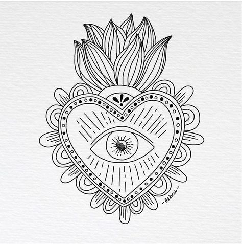 Sacred Heart Art, Tin Art, 자수 디자인, Eye Tattoo, Arte Popular, Mexican Art, Mexican Folk Art, Heart Art, Sacred Heart