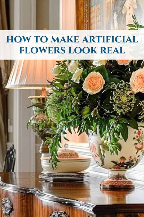 Master the art of making fake flowers look real. With a few simple tricks, you can easily make realistic fake flower arrangements that look just as beautiful as real ones. Learn which type is the best to use, how to treat them in different types of containers, how to prep and care for them, and more. Making Artificial Flowers Tutorials, Mixing Fresh And Fake Flowers, Real Looking Fake Flowers, How To Make Artificial Flowers Look Real, Make Fake Plants Look Real, Deck Dining, Fake Flower Arrangements, Makeover Before And After, Upcycled Projects