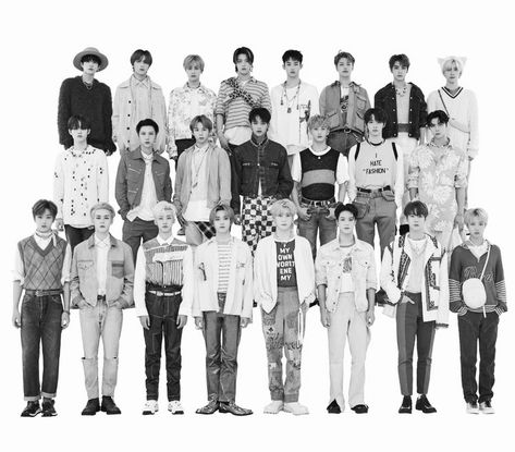 Nct Group Photo, Nct Black And White, Nct Group, Kpop Posters, Black And White Wallpaper, Black And White Posters, Group Photo, Group Photos, White Wallpaper