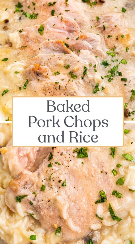 Cream Of Celery Pork Chops, Pork Chops With Noodles, Pork Chop Rice Casserole, Baked Pork Chops And Rice, Baked Boneless Pork Chops, Pork Chop Casserole, Rice And Gravy, Pork Chops And Rice, Easy Baked Pork Chops