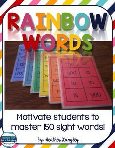 Rainbow Words are a fun and engaging way to practice SIGHT WORDS in the classroom and at home. Students work their way through each level (25 words per color of the rainbow). Learn Sight Words, Practice Sight Words, Sight Word Fun, Rainbow Words, Teaching Sight Words, Sight Word Flashcards, Sight Words List, Sight Word Reading, Sight Words Kindergarten