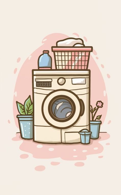 Helping people become more creative. Laundry Illustration, Spring Illustration, Laundry Day, Illustration Painting, Helping People, Washing Machine, Pastel, Color