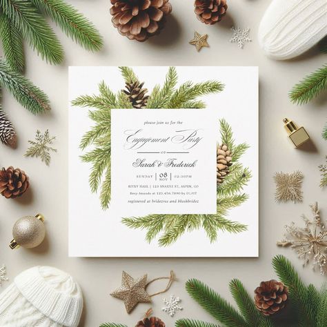 Evergreen Winter Pines Holiday Engagement Party Invitation Holiday Engagement Party, Christmas Engagement Party, Winter Pines, Holiday Engagement, Holiday Party Invitation, Christmas Engagement, Wedding Charm, Holiday Party Invitations, Engagement Party Invitations