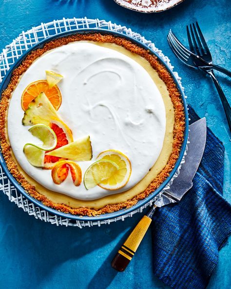 The Best Pie Recipes To Make All Summer Long | Southern Living Citrus Pie, Peach Crumble Pie, Dessert Favorites, Summer Pie Recipes, Ambrosia Recipe, Lemon Icebox Pie, Icebox Desserts, Strawberry Cream Pies, Tropical Desserts