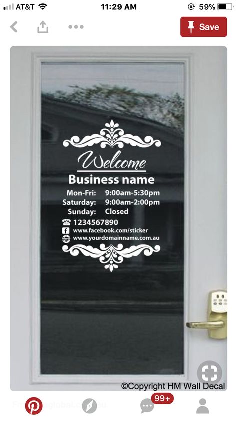 Hair Salon Window Design, Beauty Salon Window Design, Salon Window Signage, Salon Door Decal, Glass Door Sticker Beauty Salon, Business Hours Sign, Shabby Chic Salon, Massage Room Decor, Window Signage