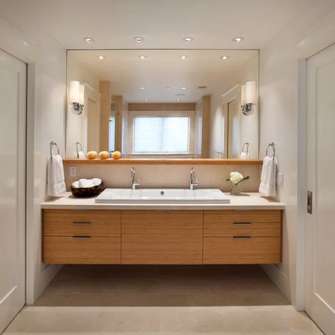 Modern Contemporary Bathroom, Scandinavian Bathroom, Contemporary Bathroom Designs, Floating Vanity, Trendy Bathroom, Large Bathrooms, Contemporary Bathrooms, Bath Room, Bathroom Colors