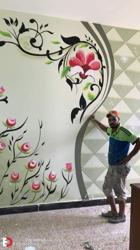 Amazing Wall Designs On Your Home - Engineering Discoveries Asian Paints Wall Designs, Room Paint Designs, Pintu Interior, Window Glass Design, Patterned Paint Rollers, Home Engineering, 3d Wall Painting, Wall Art Diy Paint, Landscape Painting Tutorial