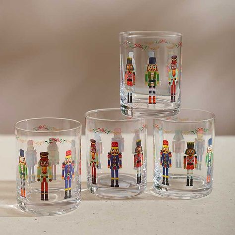 The set of Nutcracker Short Glass Tumblers will bring iconic Christmas character into your glassware. Serve delicious holiday punch with these festive glasses! Glass Nutcracker, Iconic Christmas, Short Glass, Holiday Punch, Black Food, Glass Tumblers, Christmas Characters, Glass Tumbler, Green Brown