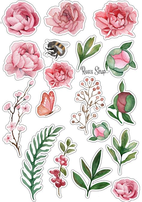 Ide Jurnal, Tumblr Stickers, Scrapbook Stickers Printable, Scrapbooking Photo, Bullet Journal Stickers, Flower Printable, Floral Stickers, Related Images, Printable Planner Stickers