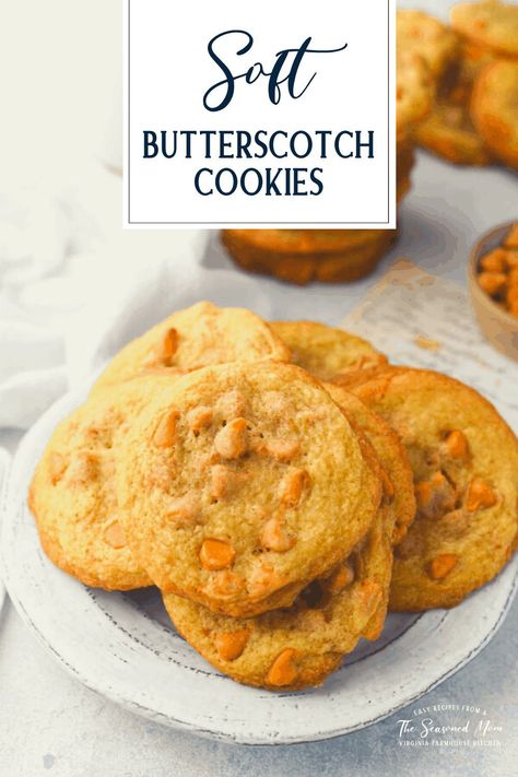 Butterscotch Cookies Recipes, Butterscotch Chip, Butterscotch Chip Cookies, Crisp Cookies, Butterscotch Cookies, Bake Sale Ideas, Cookies From Scratch, The Seasoned Mom, Butterscotch Chips