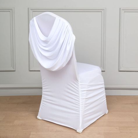 Chair Covers Party, White Chair Covers, Banquet Chairs, Banquet Chair Covers, Tall Chairs, From Rags To Riches, Party Chairs, Estilo Swag, Spandex Chair Covers