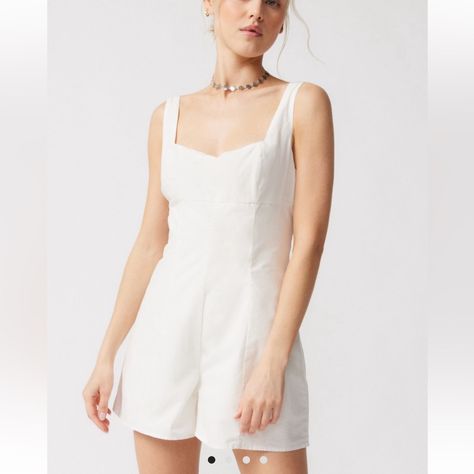 Only Worn To Try On, Cute Tie Back That Makes Fit Adjustable, Adjustable Straps, Double Layered So It’s Not See Through Era Tour, Urban Outfitters Romper, Party Inspo, Urban Outfitters Pants, White Romper, Tie Backs, Tie Back, Playsuit, Try On