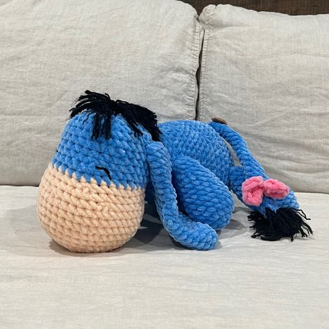 Custom Eeyore Crochet Plushie Eyore Crochet Pattern, Crochet Eeyore Pattern Free, Eeyore Crochet Pattern Free, Eeyore Crochet, Crochet Eeyore, Grandma Activities, Crochet Plushies, Crochet Christmas Gifts, Crochet Plushie