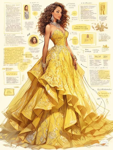 Royal Dress Aesthetic, Hufflepuff Dress, Royalty Dr, Drag Dresses, Drawing Details, Digital Dress, Fairytale Gown, Fitness Fashion Outfits, Dress Illustration