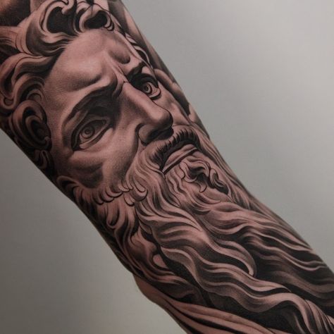 Moses Tattoo, Jun Cha Tattoo, Moses Statue, Statue Tattoo, Different Kinds Of Art, Human Canvas, Inked Magazine, Half Sleeve Tattoo, S Tattoo