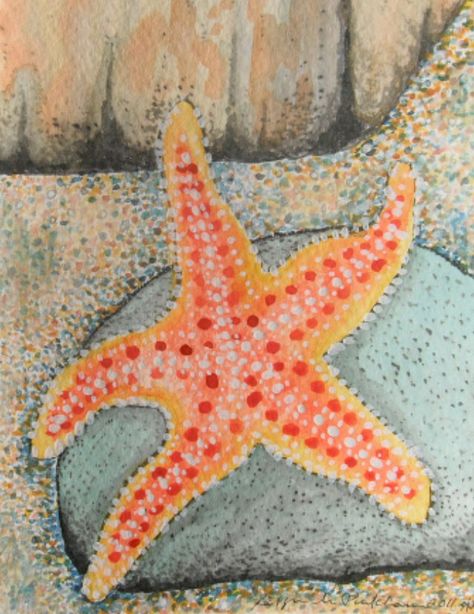 Hanging Weaving, Starfish Painting, Broken Glass Crafts, Starfish Art, Rocks Painting, Shell Painting, Sea Artwork, Let's Make Art, Stella Marina