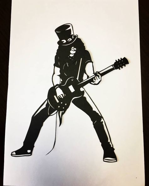 Slash Slash Drawing, Rockstar Drawing, Slash Tattoo, Contrast Art, Guitar Drawing, Forearm Band Tattoos, Joker Artwork, Rock Band Posters, Music Cartoon