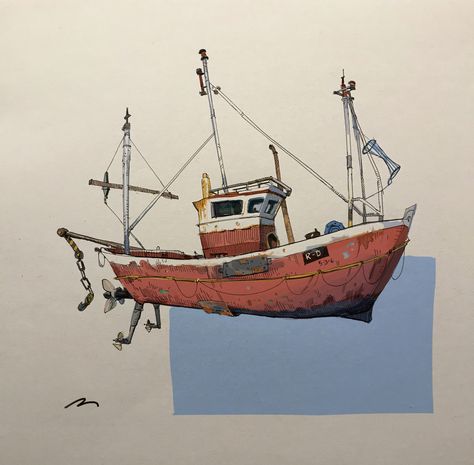 https://www.artstation.com/artwork/PRkG4 Boats Drawing, Mauro Belfiore, Boat Sketch, Ship Illustration, Boat Illustration, Boat Drawing, 동화 삽화, Ship Drawing, Architecture Concept Drawings