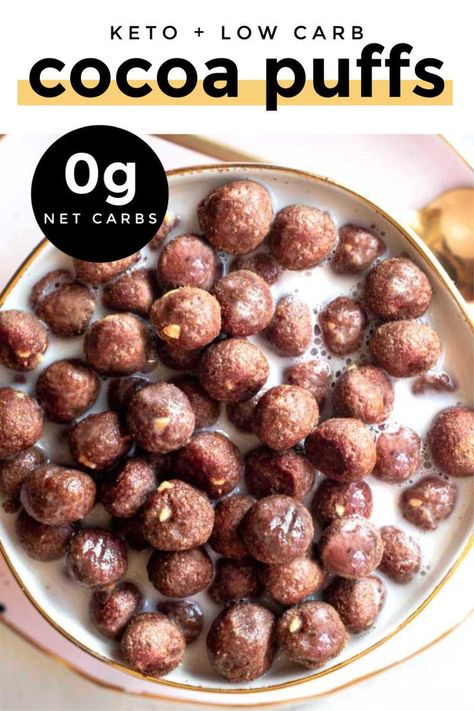 *NEW* Take a sweet delicious stroll down memory lane with a crispy crunchy guilt-free cereal that will make you cuckoo for low carb cocoa puffs! #lowcarbcocoapuffs #lowcarbcereal #ketocereal #ketococoapuffs  #keto #lowcarb Low Carb Cereal, Keto Cereal, Best Healthy Diet, Cocoa Puffs, Pantry Organisation, Baking Powder Uses, Boiled Egg Diet Plan, Baking Soda Beauty Uses, Healthy Low Carb Recipes