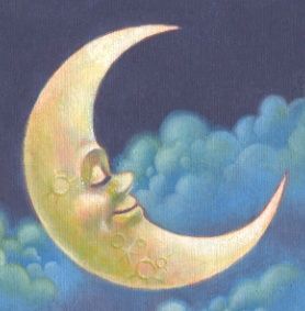 MAN IN THE MOON - ARTIST UNKNOWN Moon Art For Kids, Moon Madness, The Moon Art, Man In The Moon, Shoot The Moon, Moon Photos, Vintage Moon, Look At The Moon, Moon Pictures