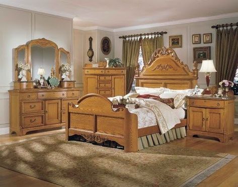 Light Oak Bedroom Furniture, Grandmas Attic, Oak Bedroom Furniture Sets, Solid Oak Bedroom Furniture, Idea Bilik Tidur, Walnut Bed Frame, Reka Bentuk Bilik Tidur, Western Bedrooms, Country Style Bedroom