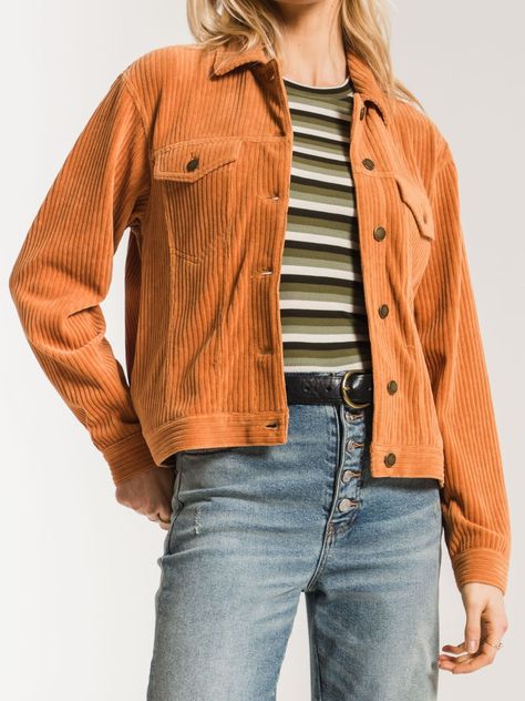 eb1e78328c46506b46a4ac4a1e378b91desc49414065ri Wide Wale Corduroy, Corduroy Shacket, Wood Fashion, Stand Collar Coat, Orange Jacket, Full Body Suit, Long Parka, Wardrobe Tips, Outfits Chic