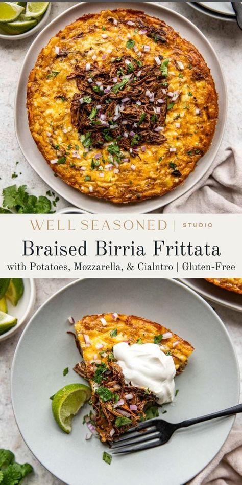 Birria Frittata (For Leftover Birria de Res) Birria Breakfast Ideas, Birria Leftover Recipes, Birria Breakfast, Leftover Birria Ideas, Leftover Birria, Mexican Frittata, Beef Birria, Red Onion Recipes, Pantry Recipes